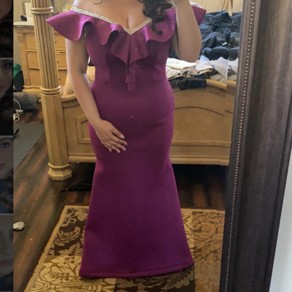 Magenta Maxi off the shoulder Scuba dress size Large